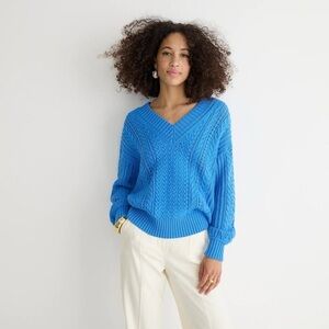 J. Crew 100% cotton cable-knit V-neck sweater